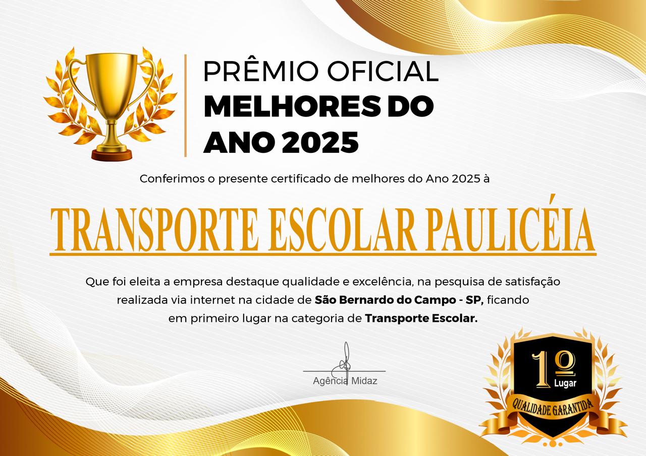 Certificado de Melhor Transporte Escolar de São Bernardo do Campo 2025